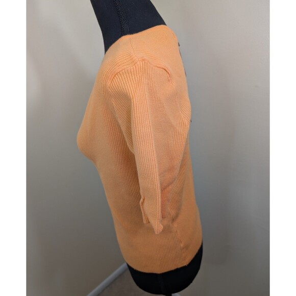 Vero Moda Top One Shoulder Short Sleeve Orange Ribbed Knit Stretch Medium - Picture 4 of 14